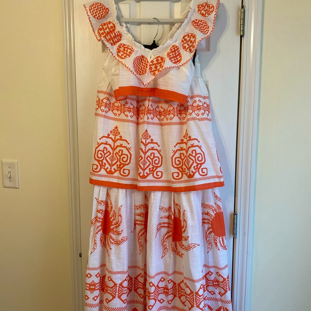 Red Dress Boutique Tropical Orange and White Dress